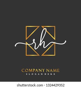 RH Initial Handwriting logo template vector