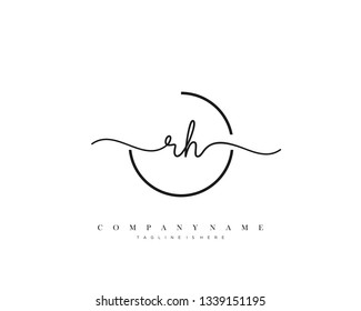 RH initial handwriting logo template vector