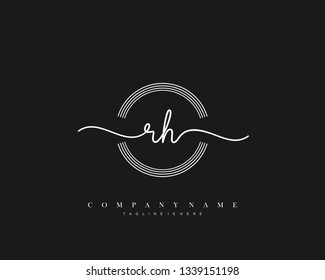 RH initial handwriting logo template vector