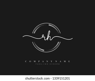 RH initial handwriting logo template vector