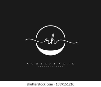 RH initial handwriting logo template vector