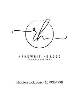 RH Initial handwriting logo template vector