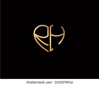 RH initial heart shape gold colored logo