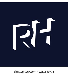 RH initial letter with negative space logo icon vector template