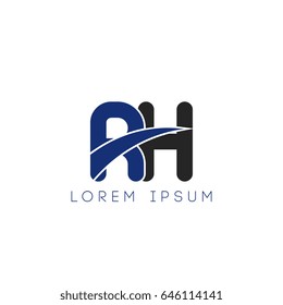 rh initial letter uppercase logo blue and black