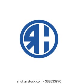 RH initial letters circle business logo blue