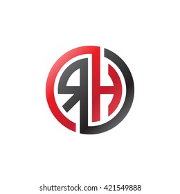 RH initial letters looping linked circle logo red black
