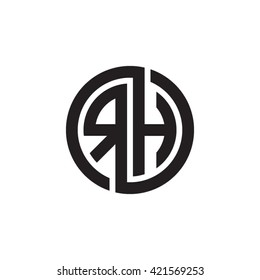 RH initial letters looping linked circle monogram logo