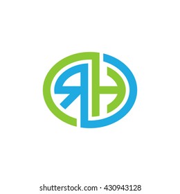 RH initial letters looping linked ellipse logo blue green