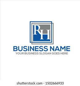 RH initial letters  square monogram logo design
