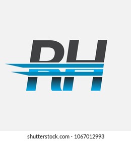 RH initial logo company name colored black and blue, Simple and Modern Logo Design.