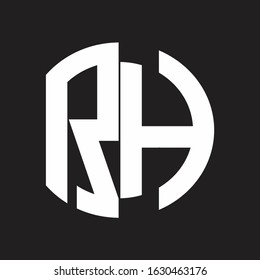 RH Initial Logo design Monogram Isolated on black and white