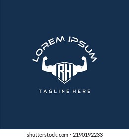 RH initial monogram for fitnes or gym logo with creative style design