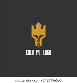 RH initial monogram logo for gaming with creative king spartan image design