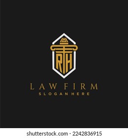 RH initial monogram logo for lawfirm with pillar in creative polygon design