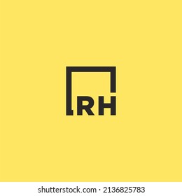 RH initial monogram logo with square style design