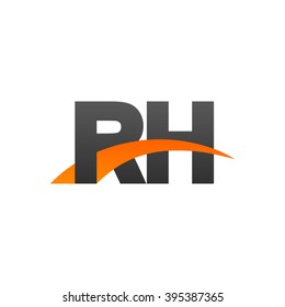 RH initial overlapping swoosh letter logo black orange