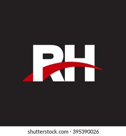 RH initial overlapping swoosh letter logo white red black background