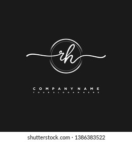RH initial signature logo. handwriting logo template vector,