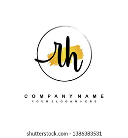 RH initial signature logo. handwriting logo template vector,