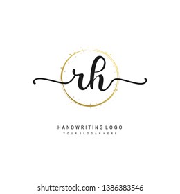 RH initial signature logo. handwriting logo template vector,