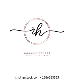 RH initial signature logo. handwriting logo template vector,