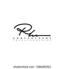 RH initial signature logo. handwriting logo template vector,