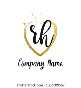 RH initial signature logo. handwriting logo template vector,