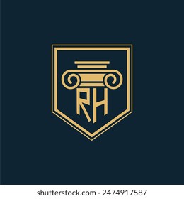 RH Initials Law Firm Logo Lawyer logo with creative law element