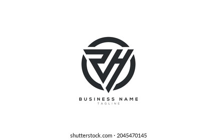 RH initials monogram letter text alphabet logo design