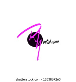 Letra rh Iniciales, vector de logotipo de escritura a mano