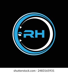 RH letter logo design with a circle shape RH Logo design. RH letter logo creative design. RH unique design.