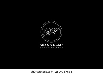 Projeto do logotipo da letra RH no fundo preto. RH conceito de logotipo de letra de iniciais criativas. RH design exclusivo.