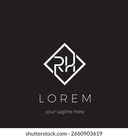 Logotipo de la letra de RH enmarcado, Vector moderno y creativo
