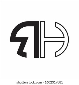 RH Letter logo monogram with oval shape negative space design template white background