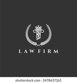 Logo de monograma de letra RH para bufete de abogados con diseño de Imagen de corona de pilar