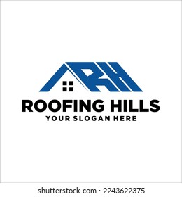 RH Letter with Roofing Real Estate vector logo design template. House abstract concept icon.