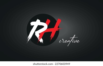 Icono del logotipo de pincel de letras RH, diseño de vectores elegantes
