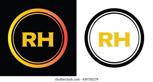 RH letters icon design template elements in abstract background logo, design identity in circle, alphabet letter