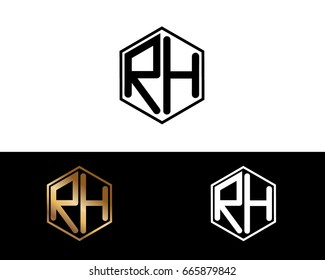 RH letters linked with hexagon shape logo
