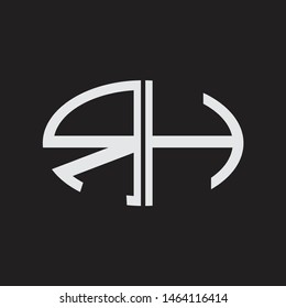 RH Logo letter oval monogram design template with black and white colors