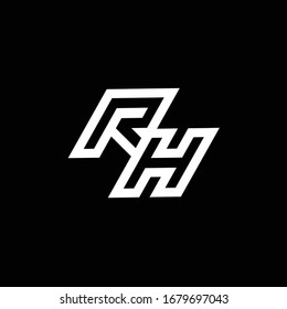 RH logo monogram with up to down style negative space design template isolated on black background