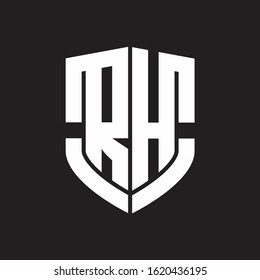 RH Logo monogram with emblem shield shape design isolated on black background