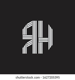 RH Logo monogram with outline style linked isolated on black background