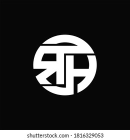 RH Logo monogram with rounded line swipe design template on black background