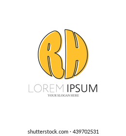 RH Logo. Vector Graphic Sphere Branding Letter Element. White Background