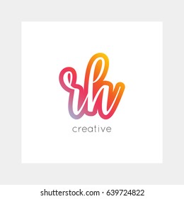 RH logo, vector. Useful as branding, app icon, alphabet combination, clip-art.