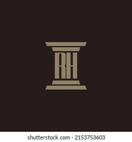 RH monogram initial logo for lawfirm with pillar design