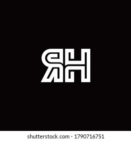 RH monogram logo with abstract line design template