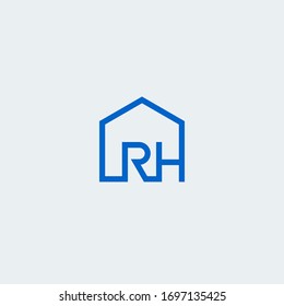 RH monogram logo inside house shape.